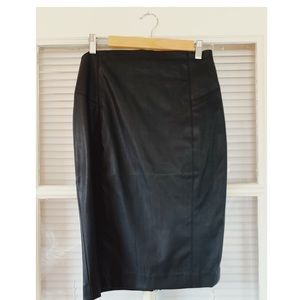 Black faux leather pencil skirt
